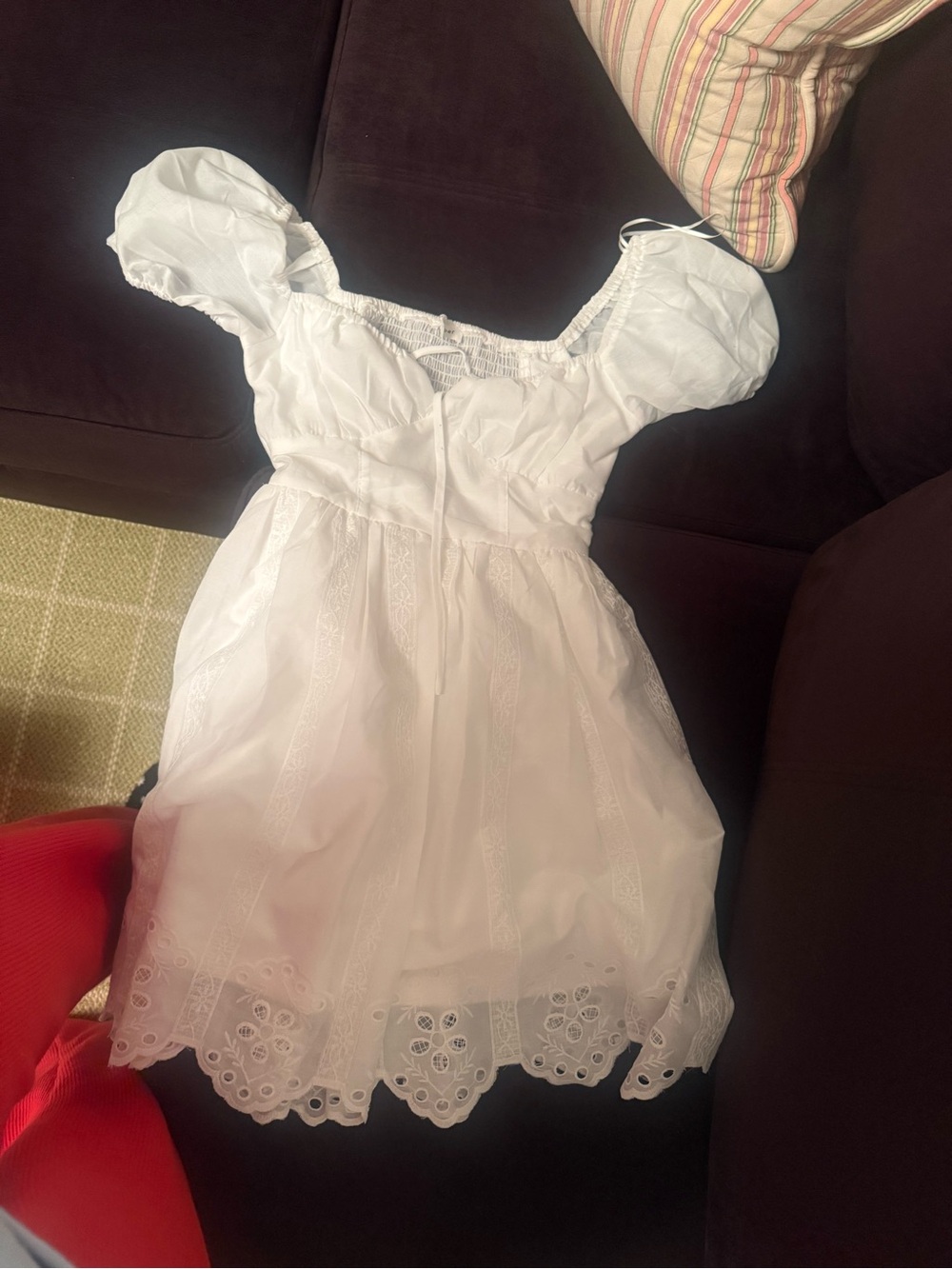 Blu Pepper White Eyelet Puff-Sleeve Dress for Girls